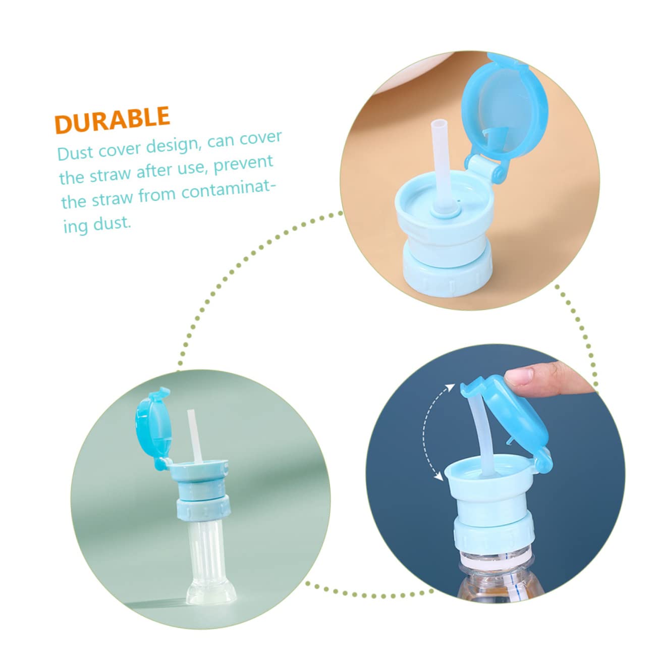 Hemoton 2pcs Spill Proof Water Bottle Caps Beverage Bottle Lid Silicone Bottles Spill Bottle Straw Caps Bottle Straw Caps Portable Nozzle-food Silicone Travel Essentials