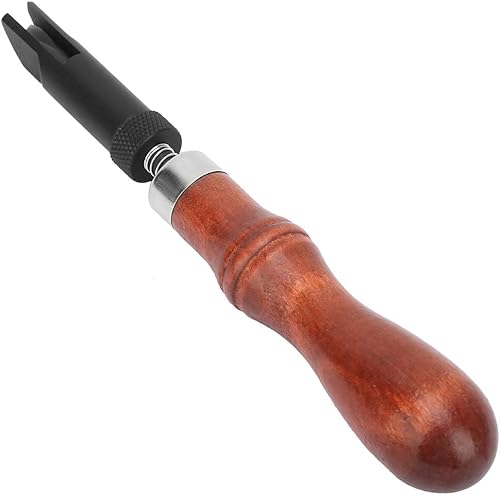Miniatura 5 de Ranuradora de cuero, mango de madera profesional, mango de madera ajustable, tipo V, ranurado de cuero, herramienta para manualidades, ajuste para