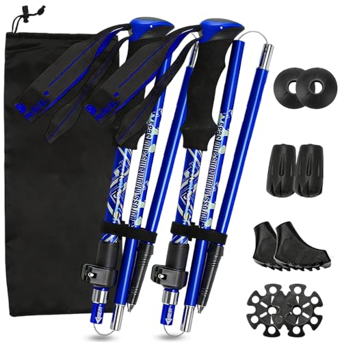Bastones de senderismo ligeros ajustables 110-125 cm y bastones para caminar plegables de camping