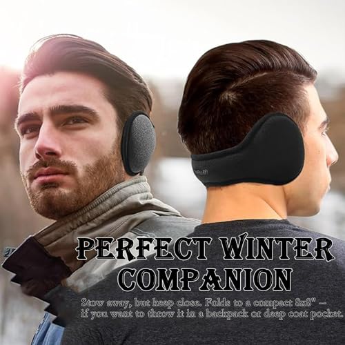 HcvGcm Ohrenwärmer Damen & Herren, 2 Stück, Schwarz & Grau, Weiche Ohrenschützer, Ideal für Outdoor-Aktivitäten wie Skifahren, Radfahren, Wandern