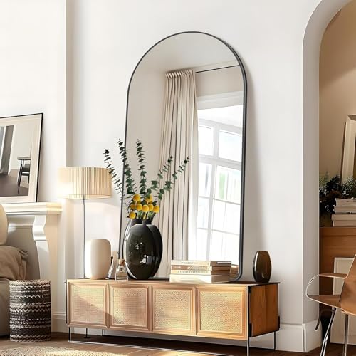 GLASHOM Arched Bathroom Mirror, 30"x55" Black Arched Mirror for Bathroom, Wall Mounted Mirror, Black Vanity Wall Mirror Metal Frame for Bedroom, Entryway, Living Room, Vertically Hanging