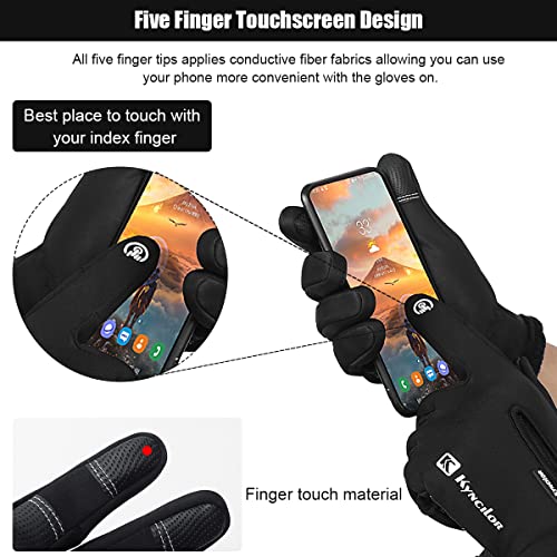 Image of Venzina Winter Gloves for Men,Riding Gloves Finger Gloves,Gloves for Men Winter Warm Touchscreen Thermal Fleece Lined