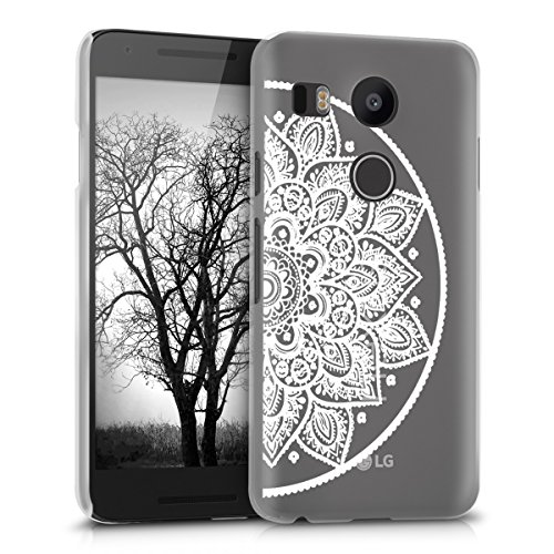 kwmobile Crystal Case for LG Google Nexus 5X with Design Indian Half-Flower - Transparent Protection Case Cover Clear in White Transparent
