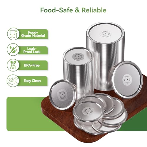 ACRXOH Mason Jar Lids 48 Pack: 24 Wide Mouth + 24 Regular Mouth Canning Lids, Vacuum Seal Food-Grade Canning Supplies Compatible with Electric Vacuum Sealers