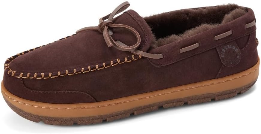 Fireside by Dearfoams mens Forster Genuine Shearling Moc With Stitching