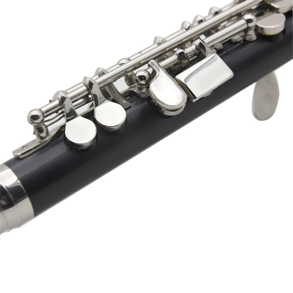 Piccolo a mezza misura chiave C, piccolo in cupronichel placcato argento a 16 fori con custodia, bacchetta, cacciavite