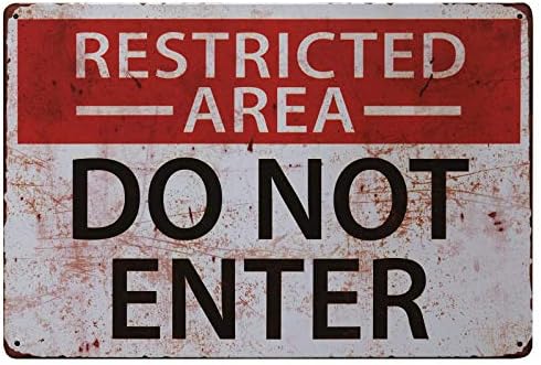 Store2508 Vintage Metal Tin Sign Poster – Restricted Area Do Not Enter 30x20 Cm