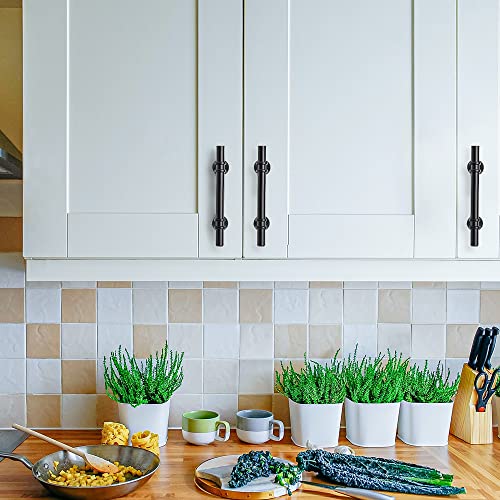 Image of Ravinte 5 Pack 6 Inch Cabinet Pulls Kitchen Cupboard Handles with Round Base Matte Black Drawer Pulls Cabinet Handles 6 inch Length,3.5 inch Hole Center