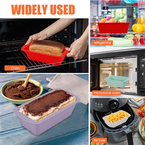4Pcs Silicone Bread Loaf Pan Non Stick Loaf Baking Mold Heat Resistant Loaf Tins Reusable Bread Toast Mold Easy Release Air Fryer Cake TinRectangular for Kitchen Cake Bread 7.7 x 3.7 x 2.2 inches - Image 3