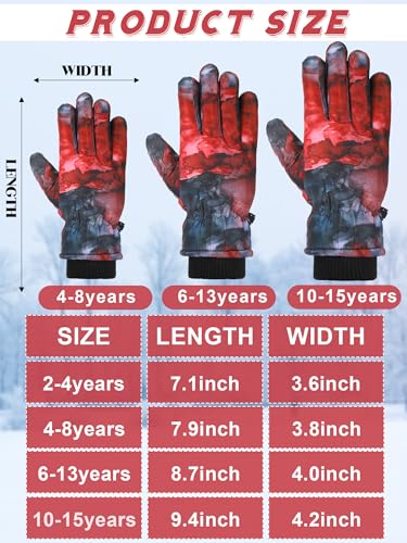 Image of Honoson 2 Pairs Kids Snow Gloves, Winter Waterproof | for Outdoor Snowboard Sledding, Warm Fleece Lining, Windproof, Adjustable Wrist Strap, Youth Cold Weather Ski Glove