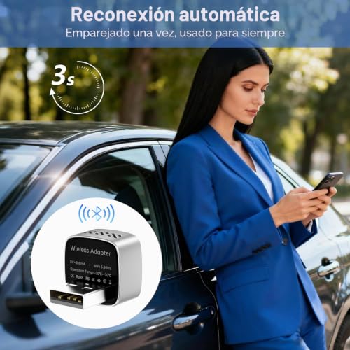 Dongle CarPlay inalámbrico mini 2026 compatible con coches iPhone y Android con sistema OEM 4