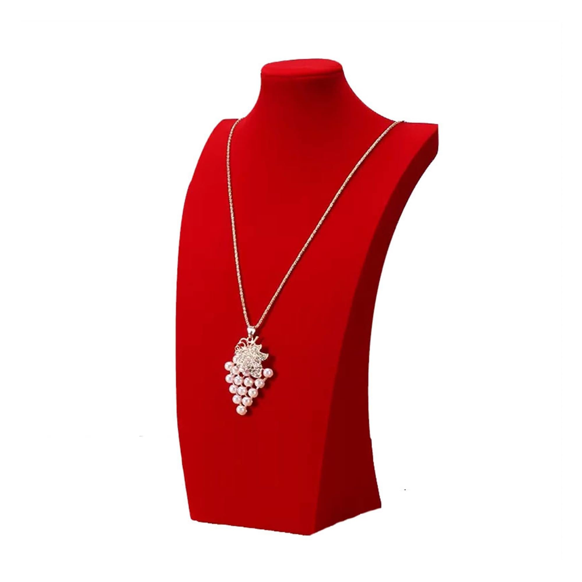 Beige Velvet Jewelry Display Stand - 3D Necklace Bust & Bracelet Holder For Boutiques, Retail, Or Home Photography