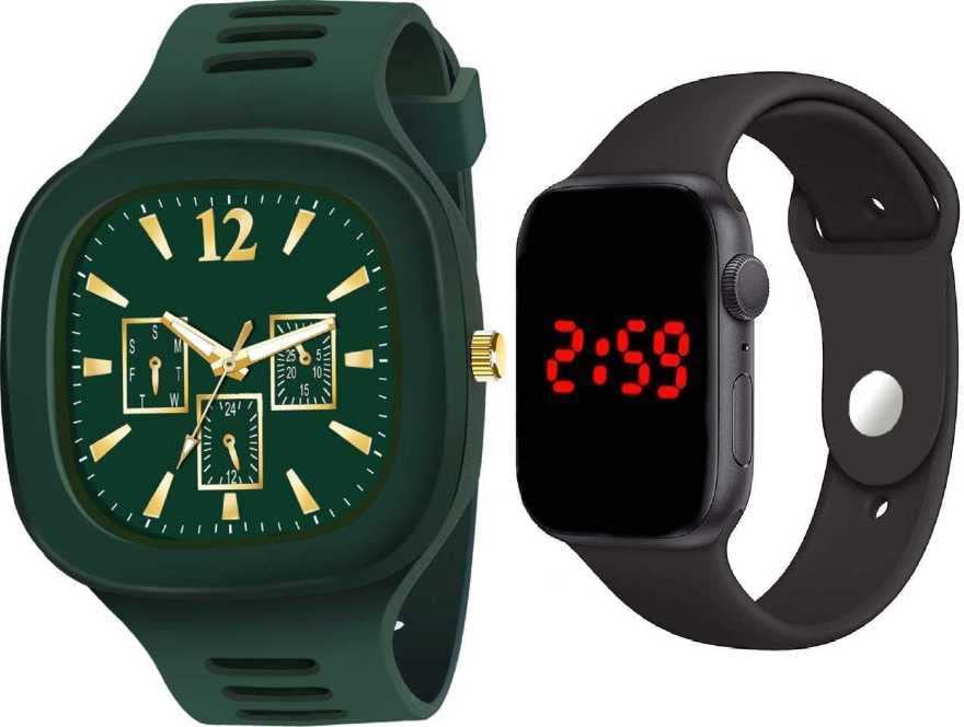 V&Y Girls and Boys Unique Stylish Silicone Band Analog Digital Quartz Plastic Square Green Black Watches (B0BR9GL4GB) Amazon Price History, Amazon Price Tracker