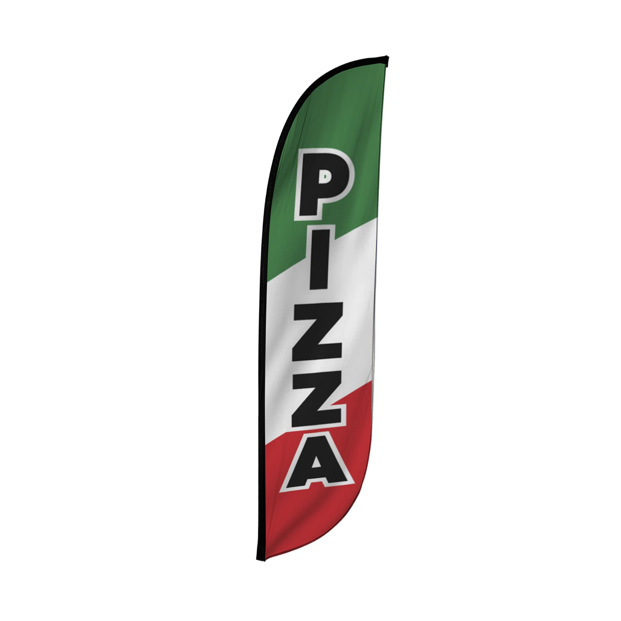 LookOurWay Feather Flag Banner - 12 Feet Tall Advertising Flags for Outdoor Business and Events Promotion - Swooper Flag Only - Food & Restaurant Flags - Pizza Green (10M1200056)