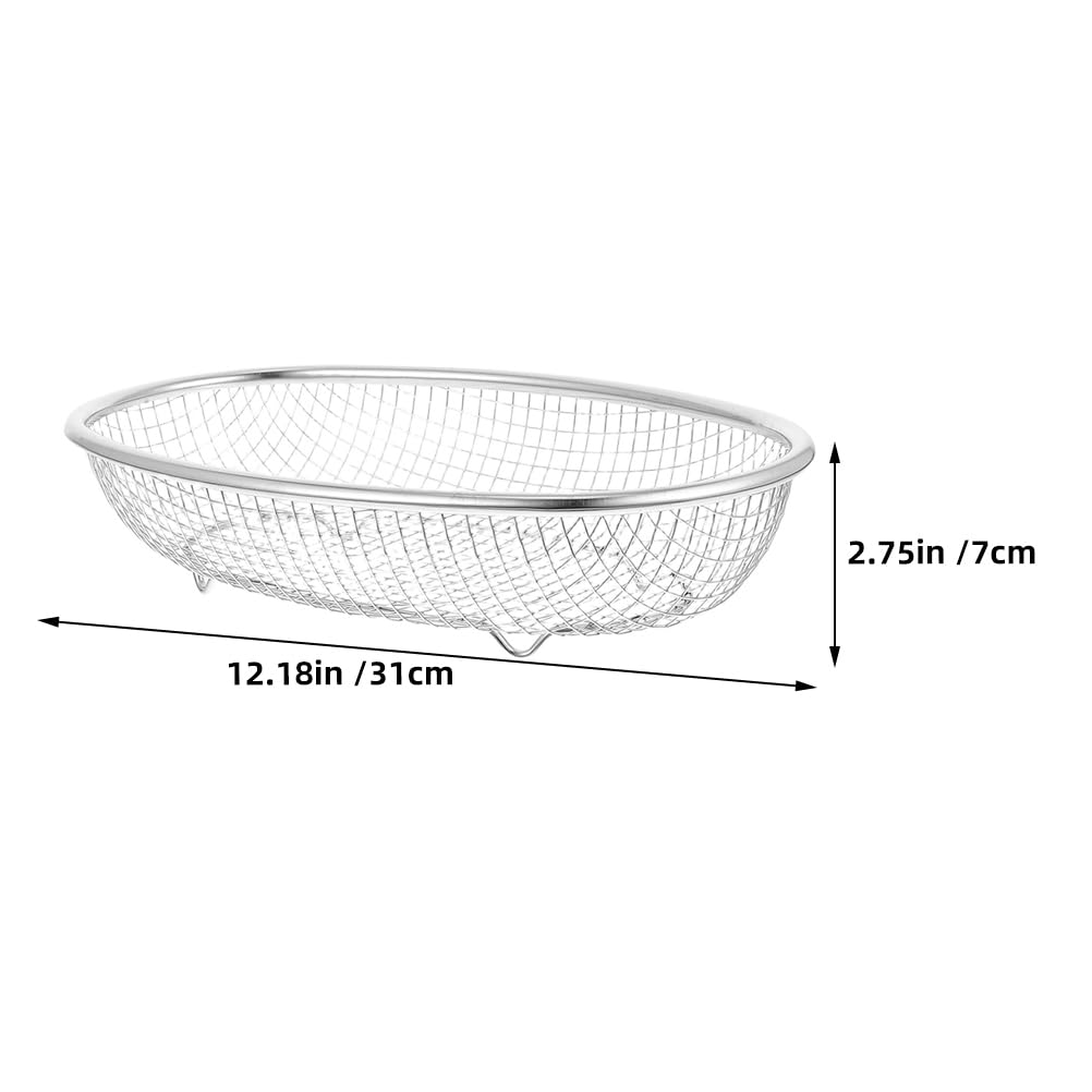 Owalny durszlak kuchenny: sitko ze stali nierdzewnej o drobnych oczkach do odcedzania, płukania owoców, warzyw, chleba i przechowywania żywności, 12,18 x 8,65 cala