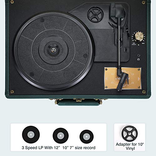 Asmuse Record Player 3-Speed Belt Drive Turntable for Vinyl Bluetooth Record Player with Built-in Stereo Speakers and RCA Output Yellow Wood Finish