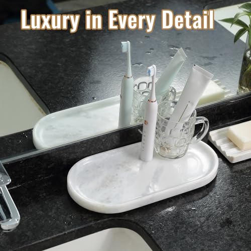 Image of Koville African Natural Marble Decorative Tray, 12 inchx6 inch - Countertop Organizer, Catchall Tray for Perfume, Candles, Jewelry