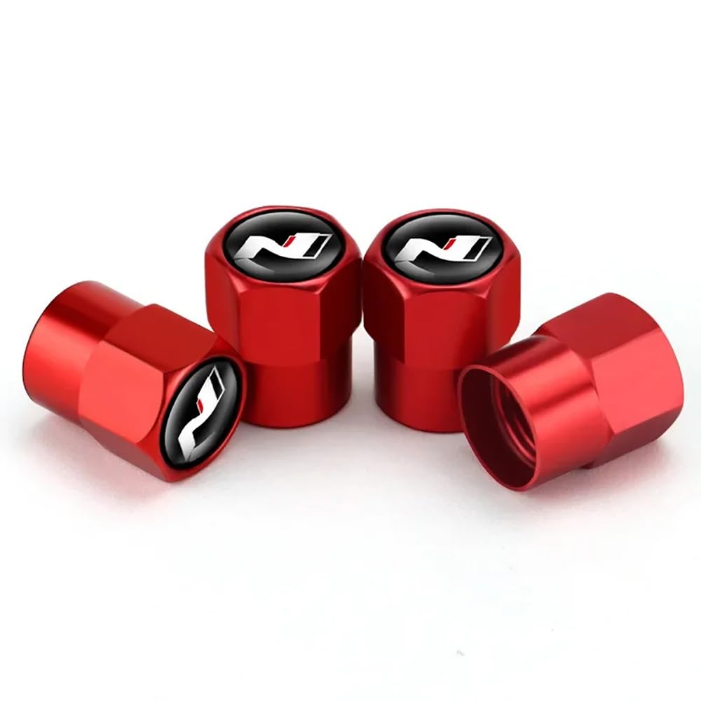 SenHe 4PCS Screw-On Tyre Valve Caps for Hyundai N LINE I20 I30 IX35 Tucson Elantra Kona Santafe Corrosion Resistant Dust Proof Leak-Proof Car Accessories,E