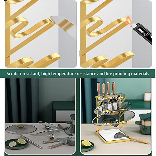 Pot Lid Organizer, Spoon Rest, Knife Rack, Multi-Function Pot Lid Pan Cooking Board Spatula Kitchen Utensil Stand Cover Holder, Wall/Door Mounted Cabinet Storage Organizer With Removable Tray #TOP2