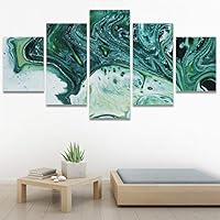 SIGNWIN 5 Panel Canvas Wall Art Modern Art Abstract Brushstroke Contemporary Edgy Mixed Media Multicolor for Home Decorations Ready to Hang - 60
