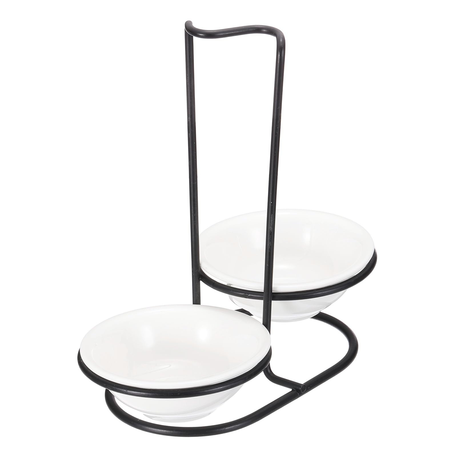 Support à cuillères cuisine double bol céramique amovible et repose-ustensile acier inoxydable