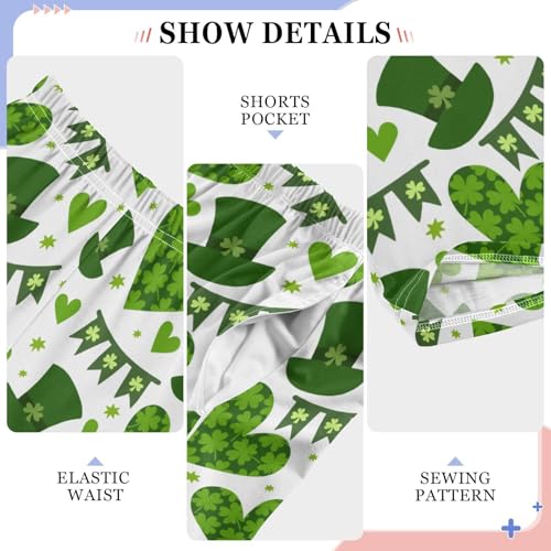 Shamrock Love Heart Leprechaun Hat Boys Long Pants Soft Trousers Elastic Waist Kids Lounge Bottoms with Pockets S-XL4