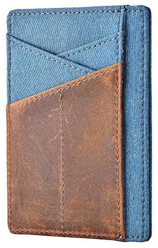 Kinzd Minimalist Mens Wallet RFID Front Pocket Wallet Secure Thin Credit Card Holder (A5 Waterproof Leather Blue)
