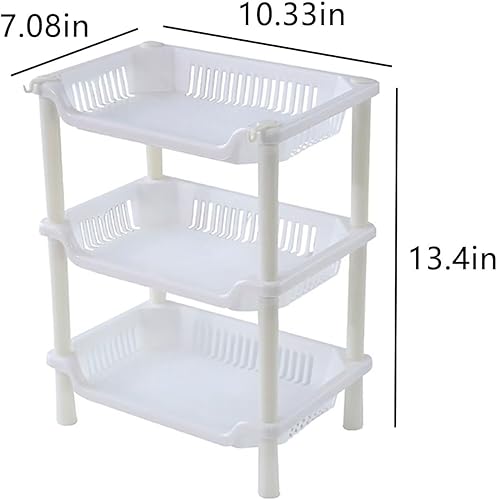 Miniatura 2 de Estante organizador de ducha de 3 niveles, estante cuadrado de plástico para encimera, estante de escritorio hueco multifuncional, soporte de