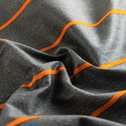 Susybao SZJRQC2020062810CA 100% Cotton Pillowcases Queen Size Set Of 2 Orange And Gray Reversible Stripes Plaid Bed Pillow Covers Envelope Closure End Pillow Protectors Soft Breathable Lightweight thumb #3