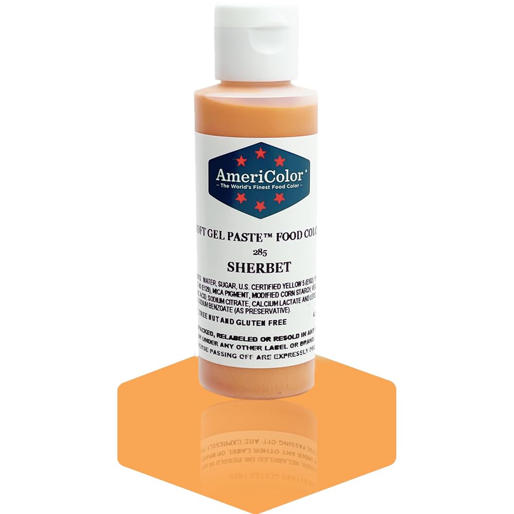 AmeriColor, Sherbet, 4.5 Ounce Bottle, Soft Gel Paste Food Color