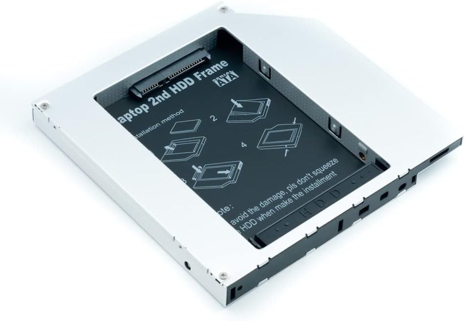 QUMOX Laptop 2nd HDD SSD DVD Bay Caddy Adapter for 2.5''/12.7mm Universal CD/DVD-ROM SATA TO SATA Hard Drive External Enclosure