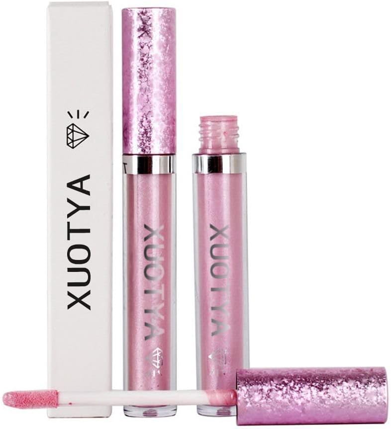 DONGXIUB Metallic Diamond Liquid Glitter Shimmer Lipstick Nonstick Cup Makeup Lip Gloss