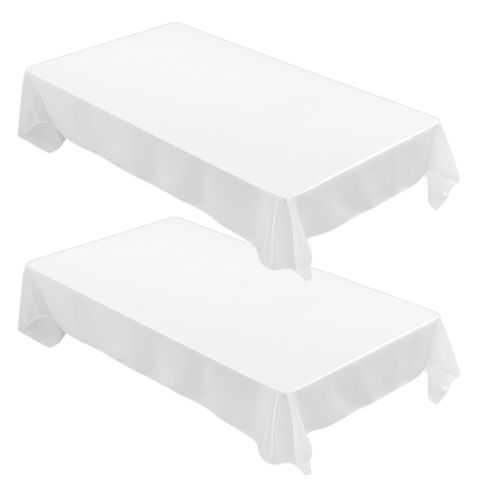2 Packs White Table Cloths, Rectangular Table Cloth 140x200cm(55x78Inch), Washable Polyester Tablecloth Home Dining Table Cover for Christmas Kitchen Party Wedding Restaurant Birthday Decorations