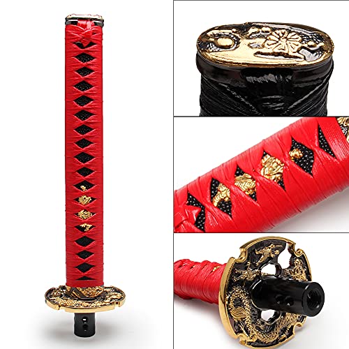 Gstp Katana Shift Knob Samurai Sword Gear Shifter Universal Compatible With Automatic Cars With 4 Adapters 26Cm Red #TOP4