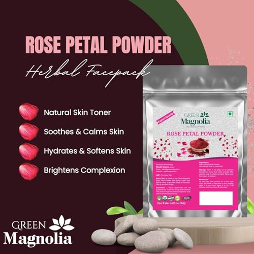 Image of Pure & Natural Rose Petal Powder for Face & Skin No Chemicals No Artificial Color Ideal For Skin Refreshing Cleansing & Glow (50gm)