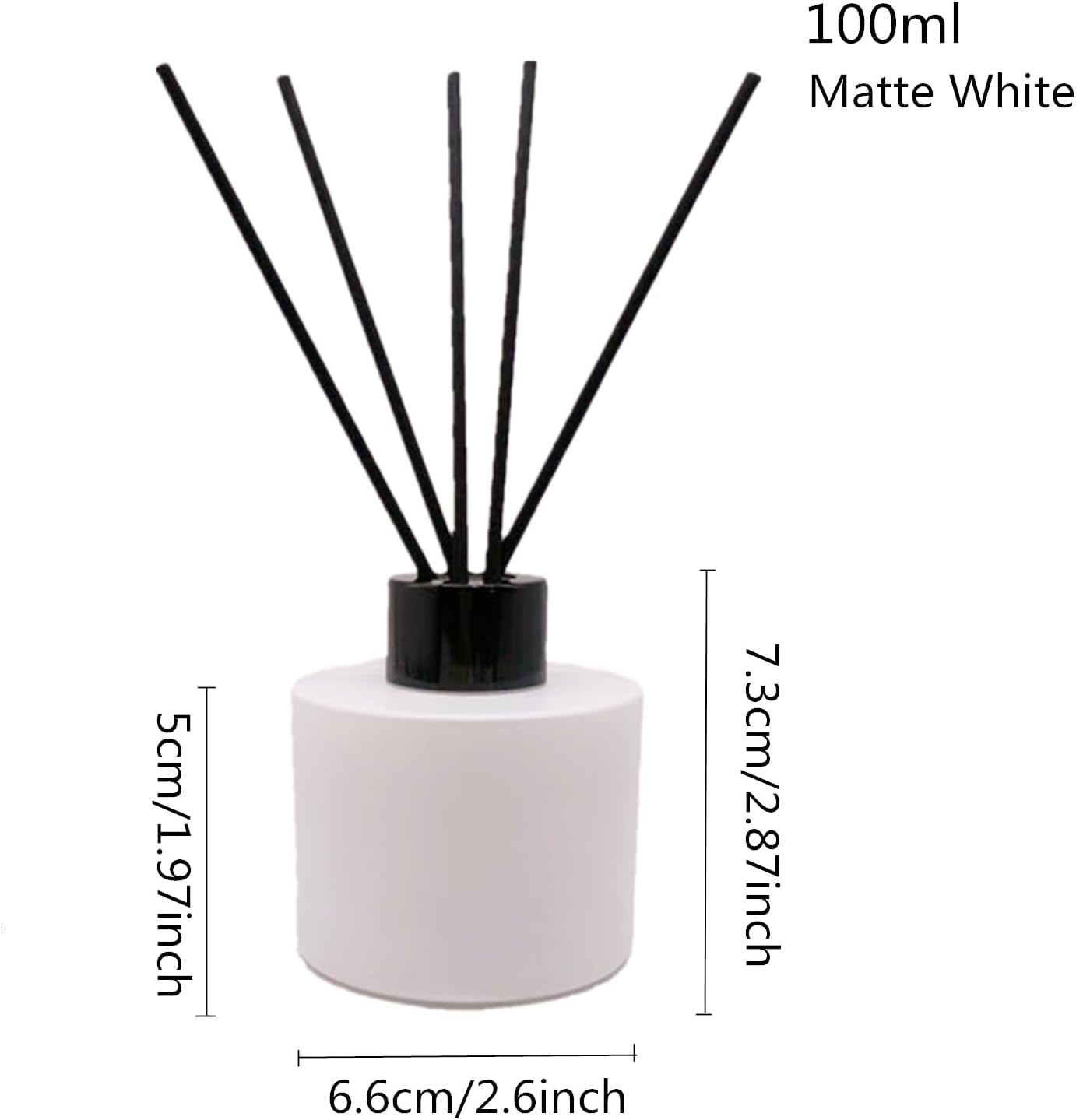 100ML Reed Diffuser Sets,3.4 OZ Empty Matte Round Glass Bottle with Black Sticks,Fragrance Replacement Container for Home 4PCS (Matte White) - Image 2
