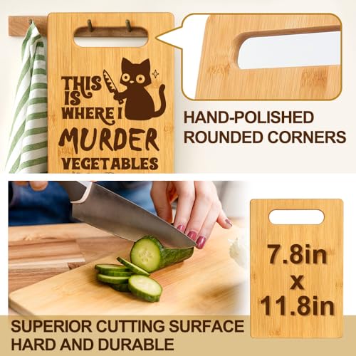 Tabla de cortar rectangular de bambú con diseño gato negro miniatura 3