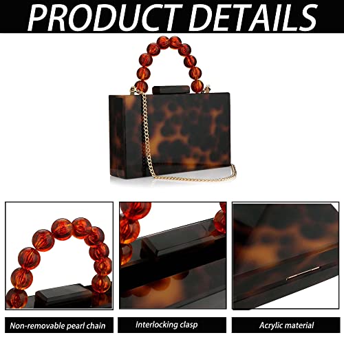 Image of Women Acrylic Clutch Purse Leopard Print Evening Bag Chain Formal Handbag Party Bridal Wedding Clutch Purse for Women