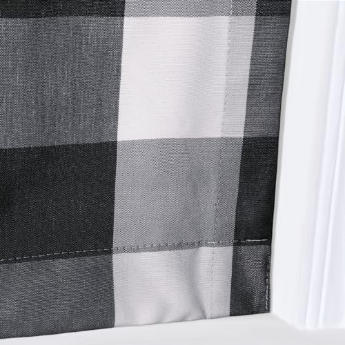 Image of TWOPAGES No Drill Cordless Buffalo Black Plaid Roman Shades Gingham Checkered Roman Blinds for Windows, Customized Room Darkening Blackout Blinds Farmhouse Shades, 1 Piece
