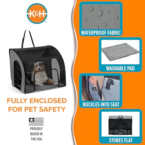 K&H Pet Products Enclosed Large Dog Car Seat, Travel Safety Carrier, Dog Travel Car Seat, Soft-Sided Covered Pet Carrier, Washable Pad, Multiple Entrances, Mesh Windows - Large 29.5 X 22 X 25.5in - Image 4