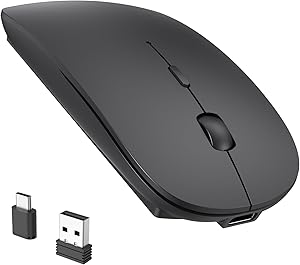 RaceGT Mouse Wireless USB-C & USB-A, Mouse Rechargeable 2.4 GHz Quiet Click 3 Adjustable DPI Level with 4 Buttons, with On/Off Switch for Computer, Laptop, PC, MacbookPro/Air Chromebook