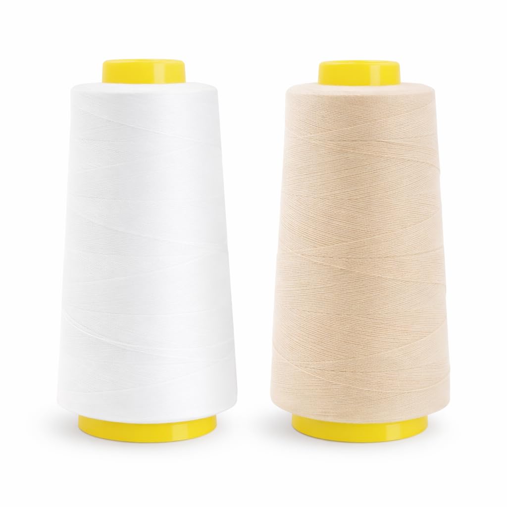 Mandala Crafts White Cream Mercerized Cotton Thread for Sewing Quilting