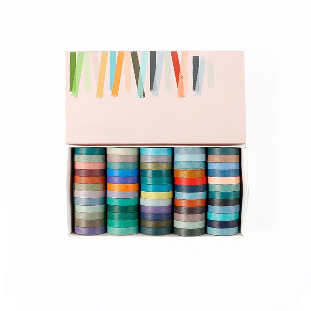 60 Colors Solid Color Masking Washi Tape Set Macaron Decorative Adhesive Scrapbooking Sticker