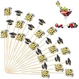 SRIZIAN 200 Piezas Palillos para Cócteles de 2024 Graduación, 5.1inch Brochetas Cocktail para Comida Fruta Snack Aperitivos Decoración de Fiesta de Graduación de la clase Escolar, D2SP-A038