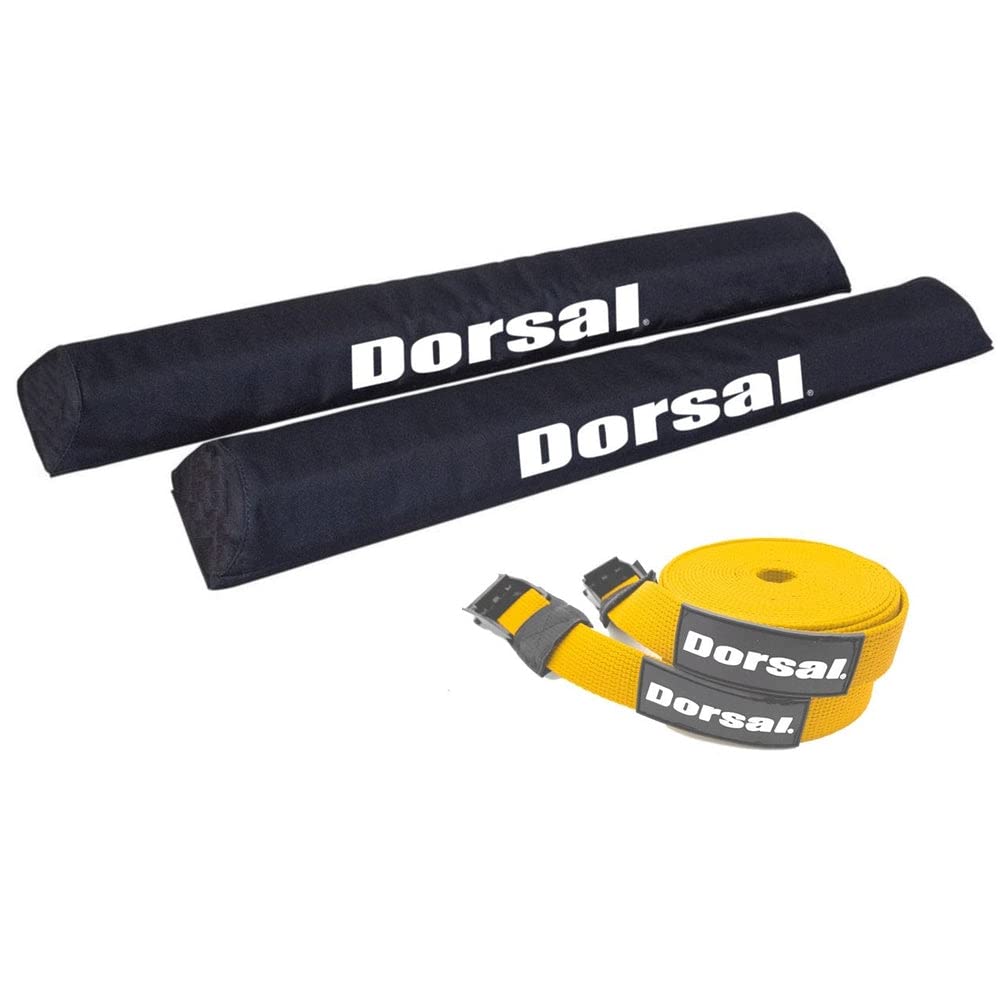 DORSAL Aero Roof Rack Pads with 15 ft Surf Straps for Car Surfboard Kayak Sup Long 20" Black