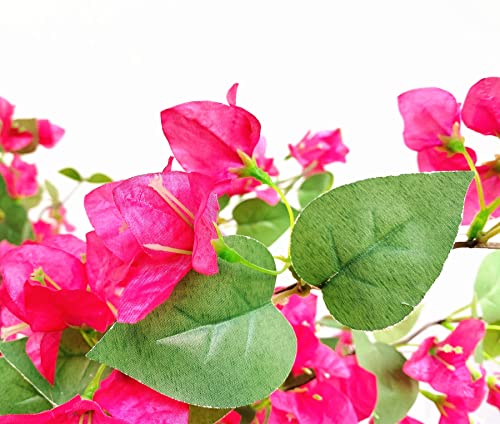 Pack Of 16 Artificial Bougainvillea Silk Vines Hanging Flower Stems For Wedding & Home Decoration, Flower Garland And Garden Diy Decor - 30.5 Inch (Fuchsia) #TOP6