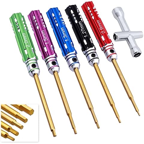 Hobbyfire Mini Hex Screwdriver Set for Axial SCX24 1/24 RC Crawler Small Hex Driver 0.9mm 1.27mm 1.3mm 1.5mm 2.0mm & Wheel Wrench Cover