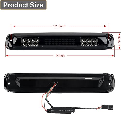 Miniatura 4 de RAVSOFT Tercera luz de freno LED, lente ahumada con junta de sello para Chevy Silverado GMC Sierra 1999-2006 1500 2500 3500 montaje clásico de