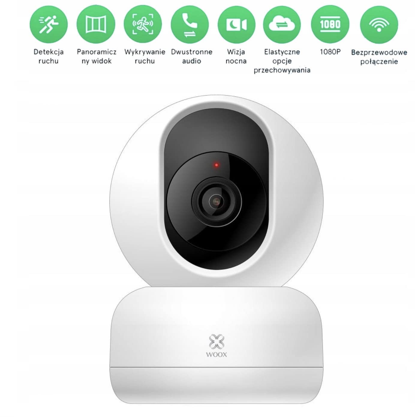 WOOX 741617 Wewnętrzna kamera WiFi Smart PTZ HD 360°, R4040 Biały