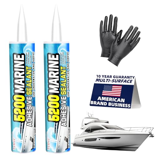 5200 Marine Sealant for Boats & RVs-Fast-Cure (30 Mins), Waterproof, UV-Resistant, High-Bond Adhesive Sealant for Hulls, Decks, Fiberglass, Wood & Metal-Eco-Friendly, Low Odor, with Gloves&N